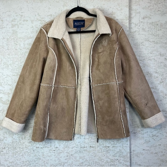 AUSTIN CLOTHING CO Womens Penny Lane Coat Faux Leather Sherpa Large Boho Hippie - Picture 1 of 15